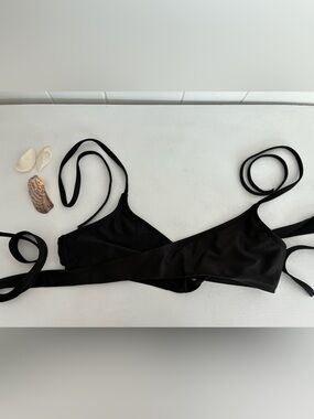 aerie Black Tie-Side Bikini Bottoms